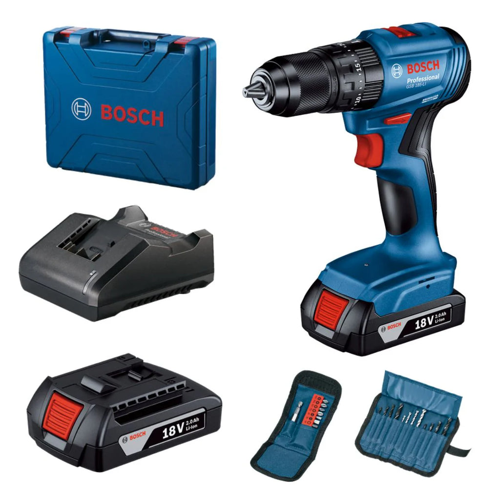 Bosch Professional 18V Cordless Impact Drill (23 Piece Set) | GSB 185-LI