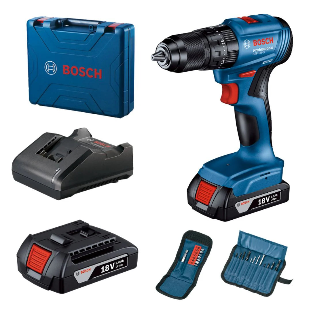 Bosch Professional 18V Cordless Impact Drill (23 Piece Set) | GSB 185-LI