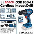Bosch Professional 18V Cordless Impact Drill (23 Piece Set) | GSB 185-LI