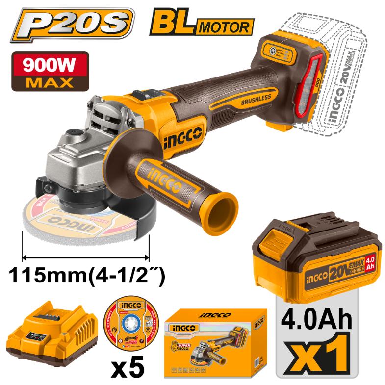 INGCO 20V Angle Grinder Kit 900W