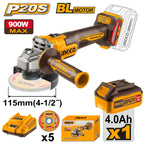 INGCO 20V Angle Grinder Kit 900W