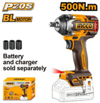 Ingco 20V Impact Wrench 1/2" | 500 Nm | Brushless | P20S