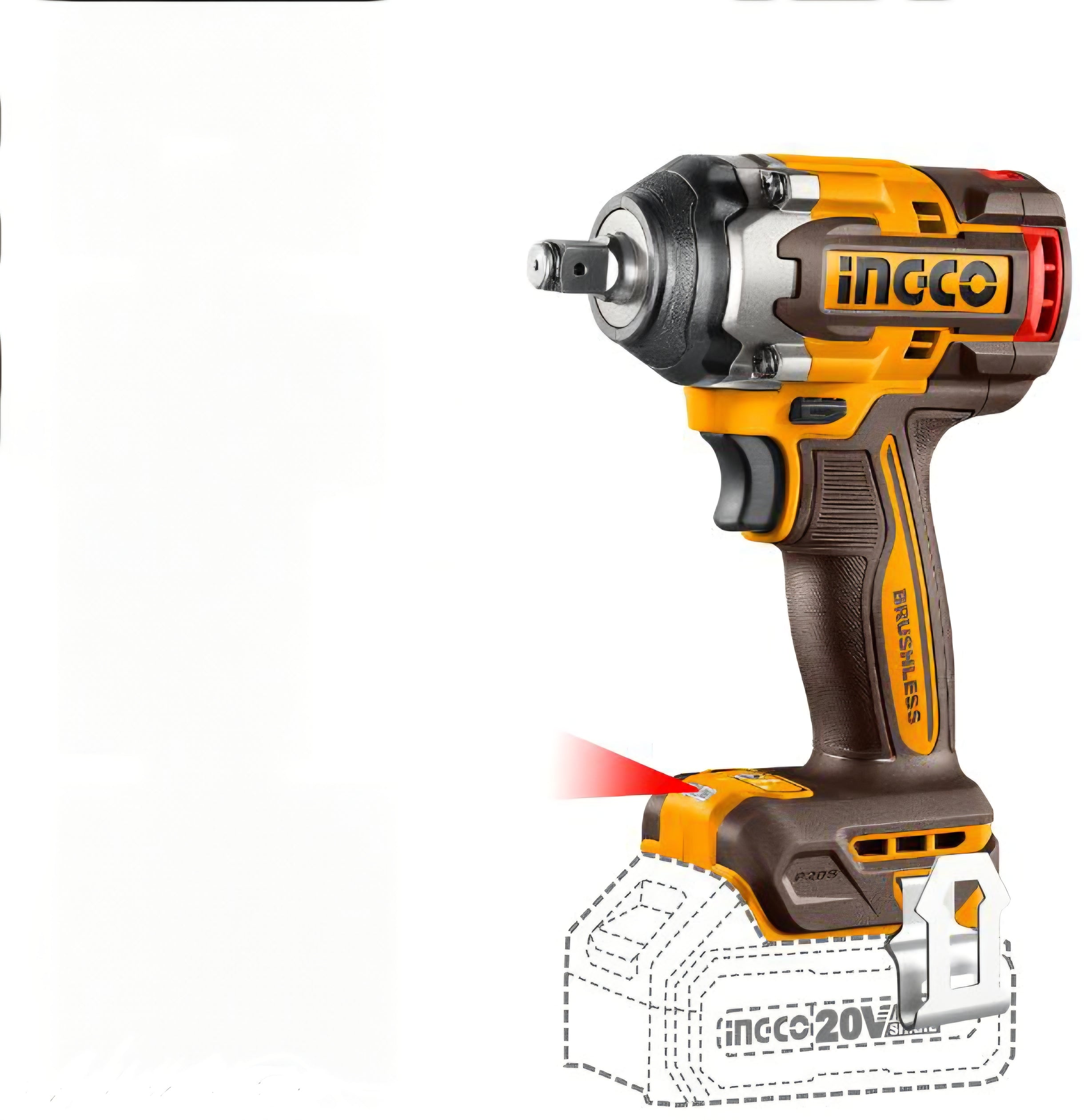 Ingco 20V Impact Wrench 1/2" | 500 Nm | Brushless | P20S