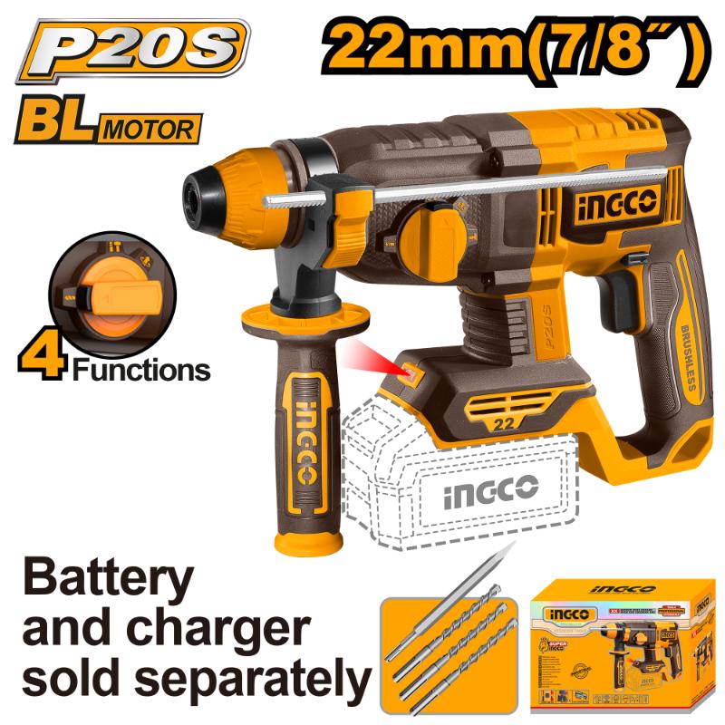 Ingco 20V Rotary Hammer SDS Plus | 22 mm | Brushless | P20S