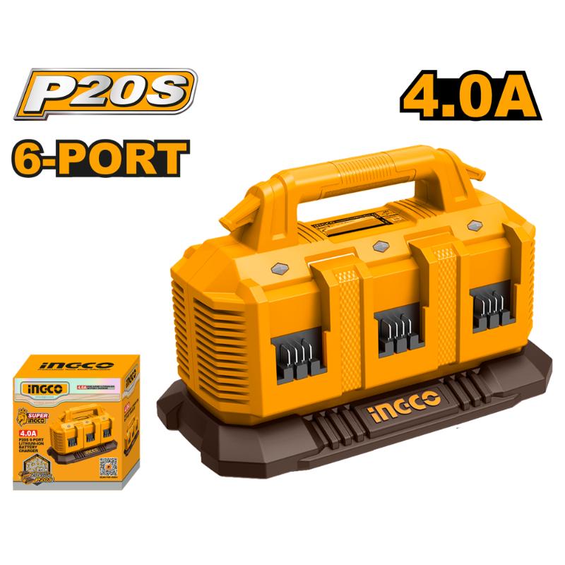 Ingco 20V Battery Charger 6 Port Fast-Charging (P20S)