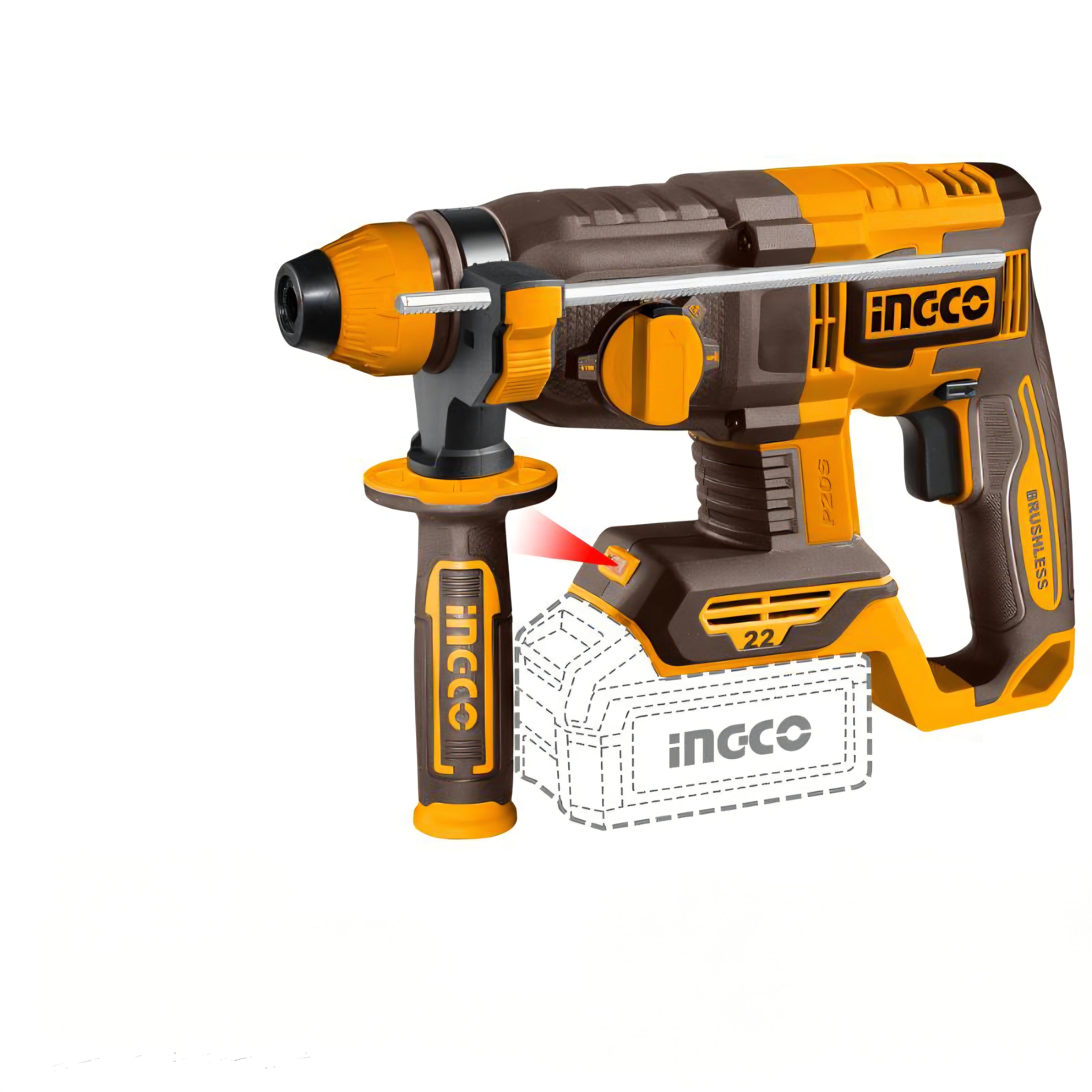 Ingco 20V Rotary Hammer SDS Plus | 22 mm | Brushless | P20S